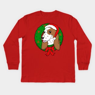 Christmas Basset Hound Kids Long Sleeve T-Shirt